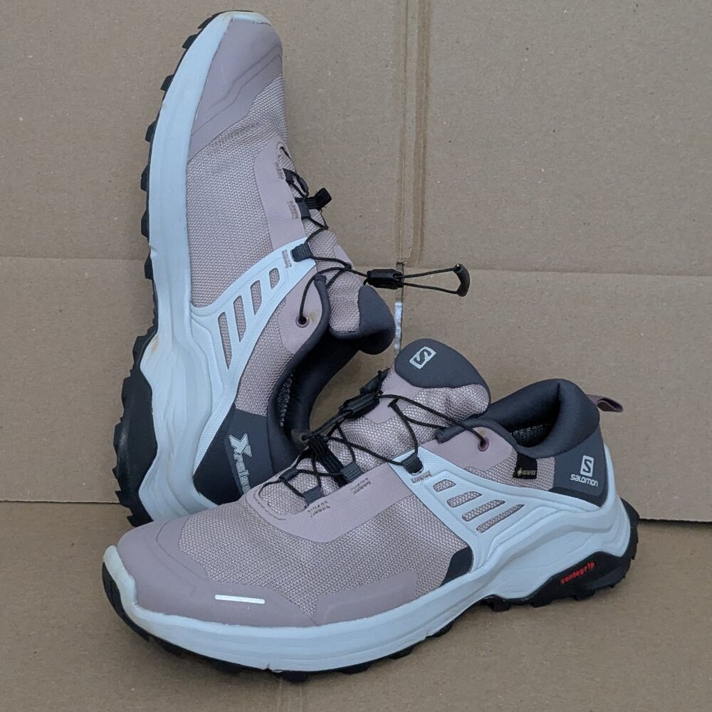 Salomon X Raise GTX Shoes Womens 9.5 Pink Gray GORE-TEX Hiking Quicklace Trail - Picture 3 of 16